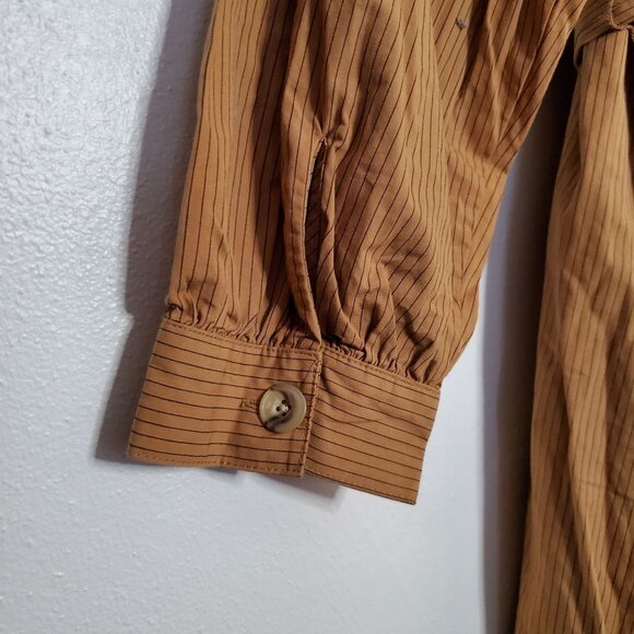 Future Collective Brown Belted Button-Down Maxi Shirt Dress 2X Long Sleeve Strip - Picture 7 of 9